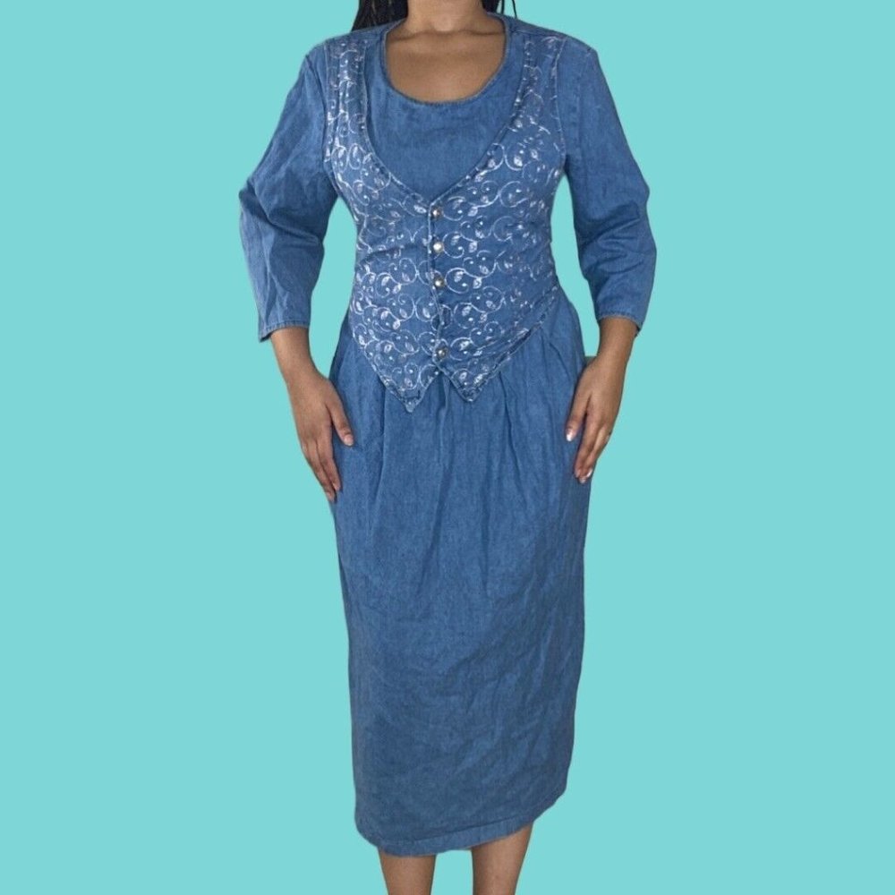 Vintage 90s Denim Maxi Dress